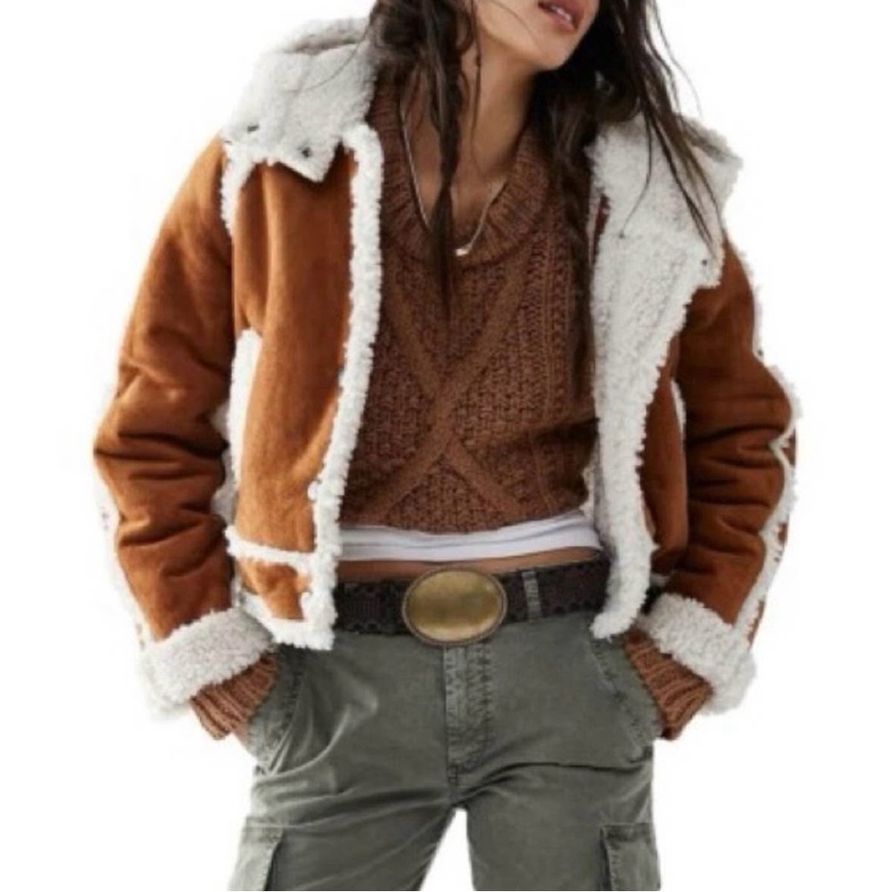 Free People Vegan Exchange Shearling Jacket XL NWT